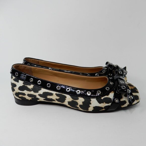 GANNI Grommet Bow Ballet Flats Leopard Print - Picture 7 of 15